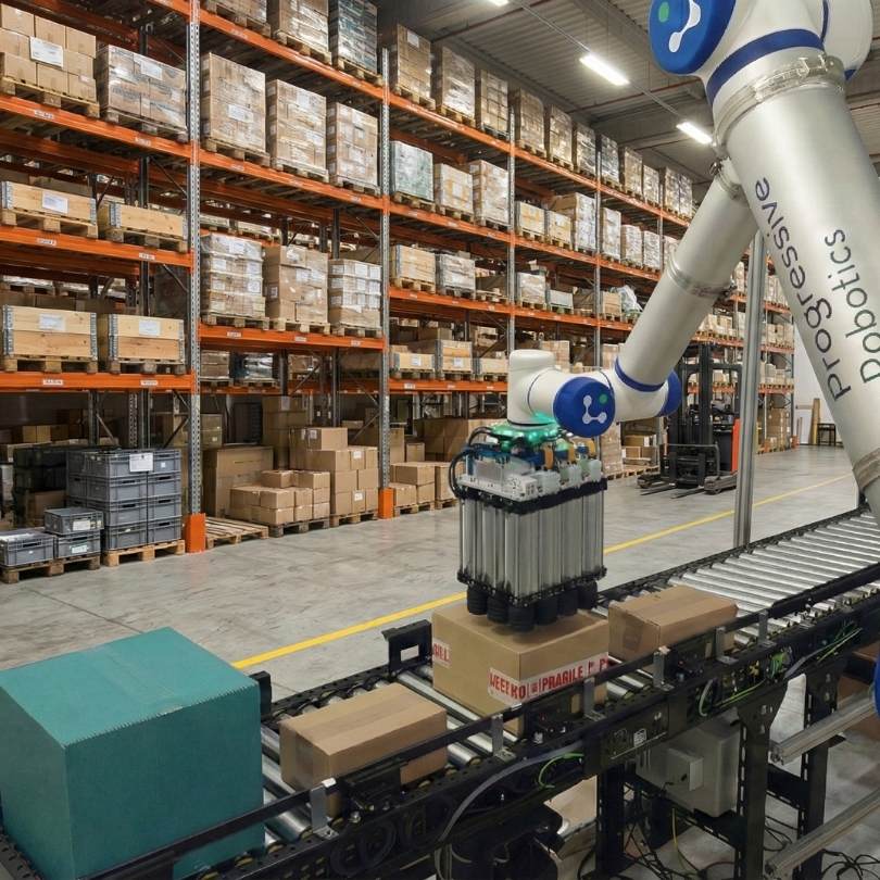 progressive robotics mixed palletizing system with buffer